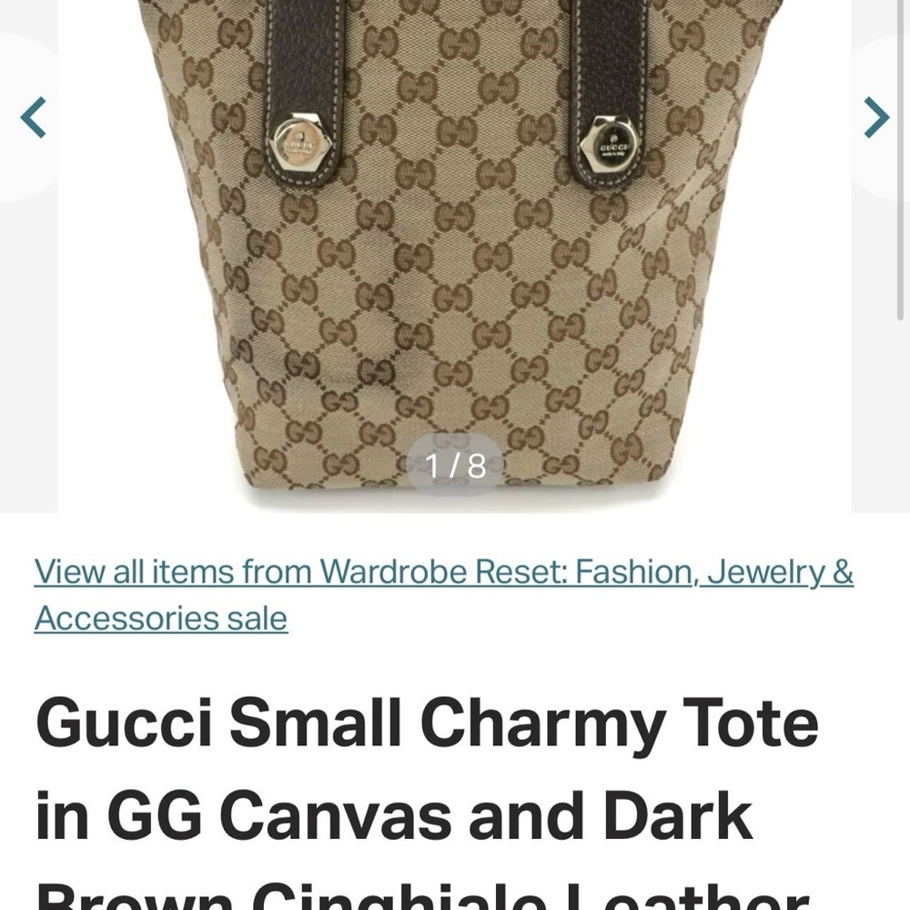 Gucci Charmy Tote in Brown GG Canvas and Dark Leather